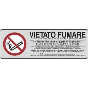 Cartello vietato fumare con normativa
