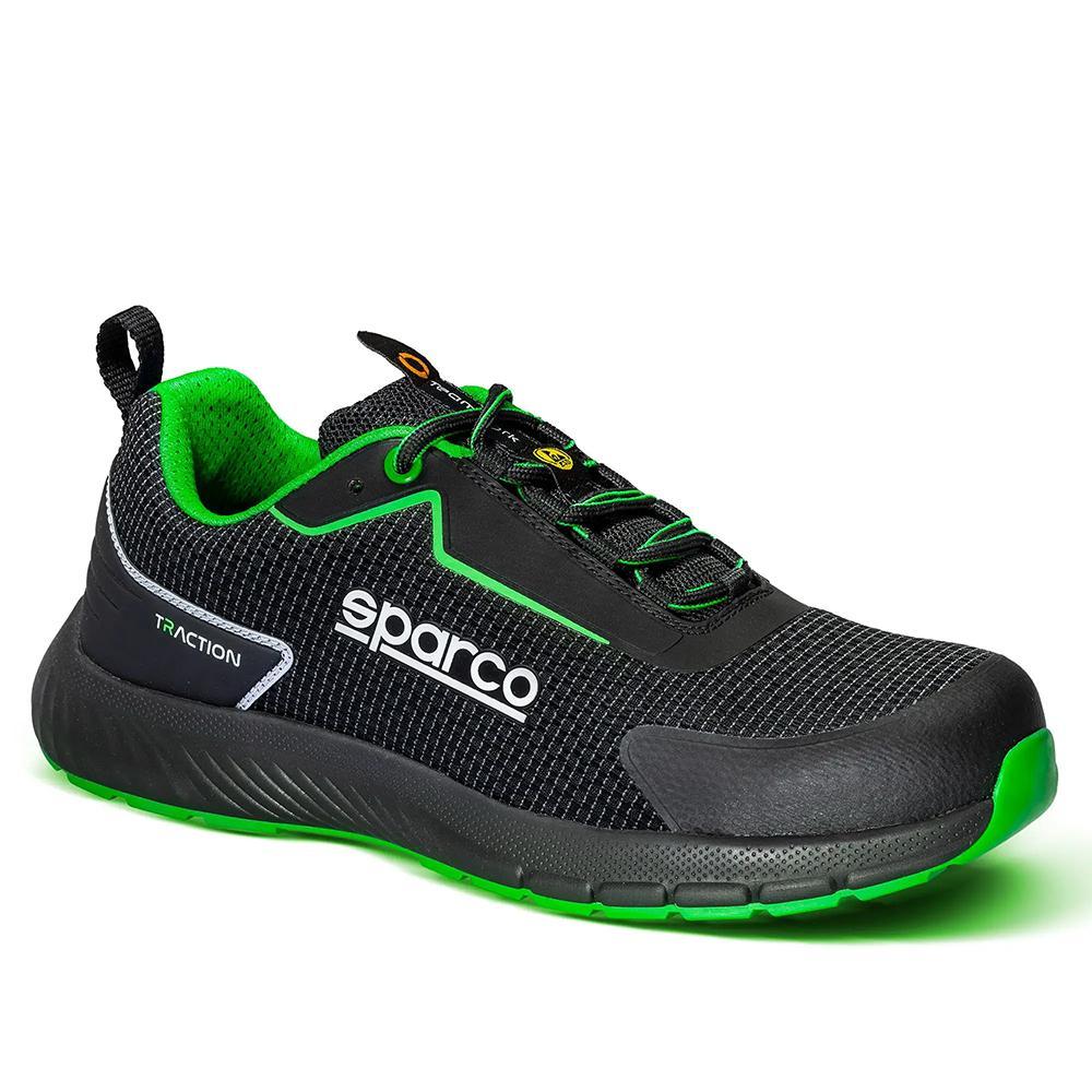 Scarpa Sparco Sanyo ESD S1PS SR FO HRO vista laterale con suola antiscivolo e puntale di sicurezza